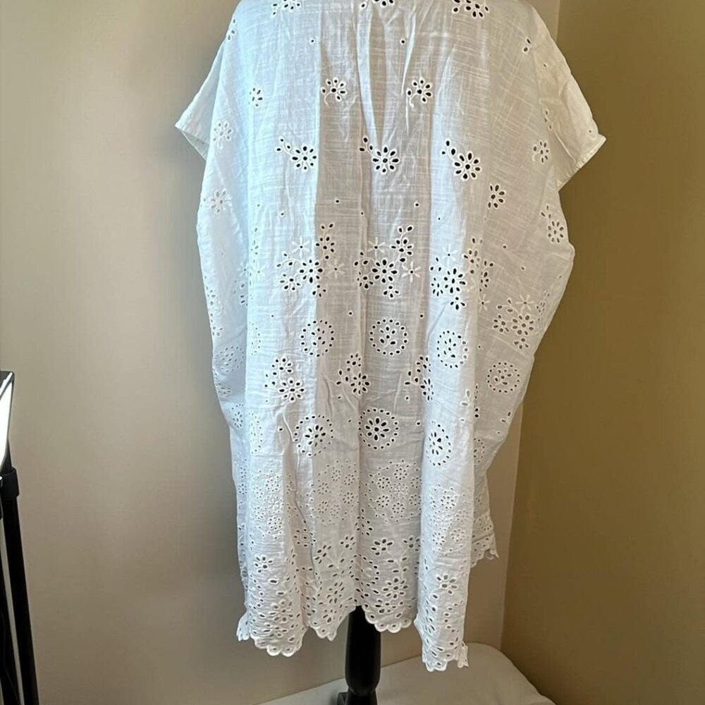 J.Crew 100% Cotton Sz M/L Eyelet‎ Lace Cover Up Versatile Boho Cottage to Rodeo - Picture 4 of 6